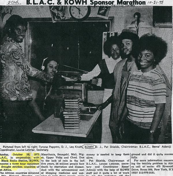Newsapaper scan of staff at KOWH radio station